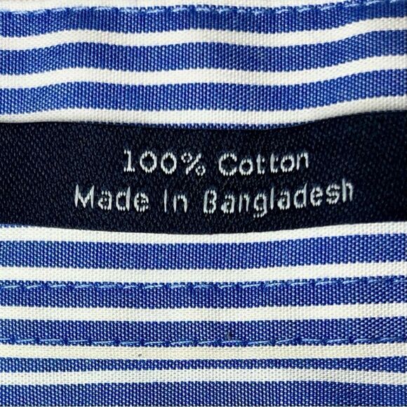 Chaps by Ralph Lauren Striped Easy Care Poplin Dress Shirt in Blue/White Men’s M - Picture 7 of 8